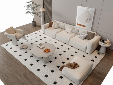 Sofa Coffee table Wall panel Living Combination 18 3D Model
