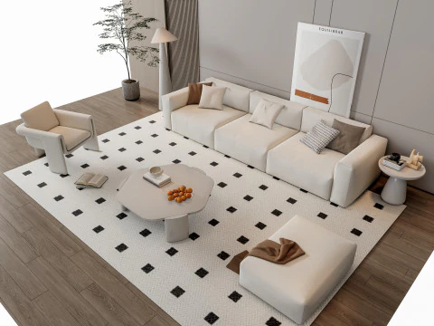 ソファ コーヒーテーブル 壁パネル リビングコンビネーション 18 3Dモデル