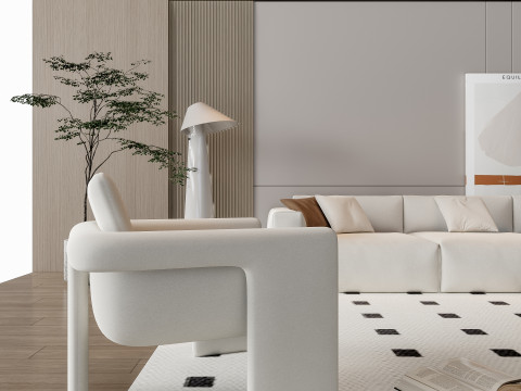 Sofa Coffee table Wall panel Living Combination 18 3D Model