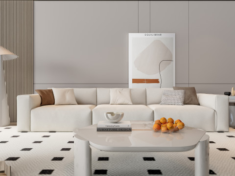 Sofa Coffee table Wall panel Living Combination 18 3D Model