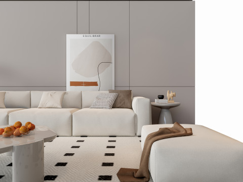 Sofa Coffee table Wall panel Living Combination 18 3D Model