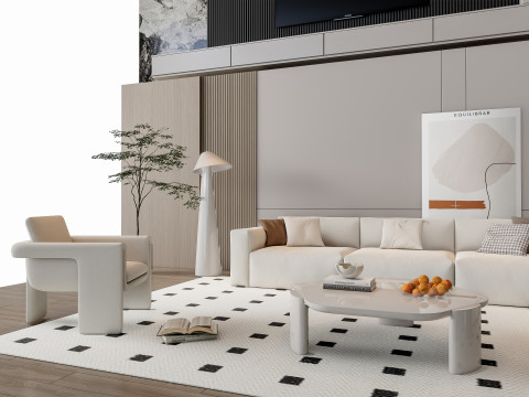 Sofa Coffee table Wall panel Living Combination 18 3D Model