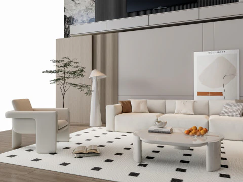 ソファ コーヒーテーブル 壁パネル リビングコンビネーション 18 3Dモデル