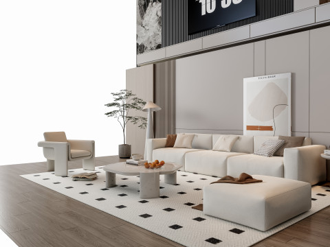 Sofa Coffee table Wall panel Living Combination 18 3D Model
