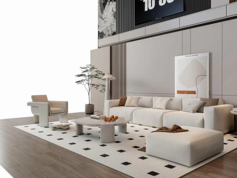 ソファ コーヒーテーブル 壁パネル リビングコンビネーション 18 3Dモデル