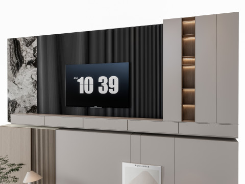 Sofa Coffee table Wall panel Living Combination 18 3D Model