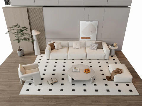 ソファ コーヒーテーブル 壁パネル リビングコンビネーション 18 3Dモデル