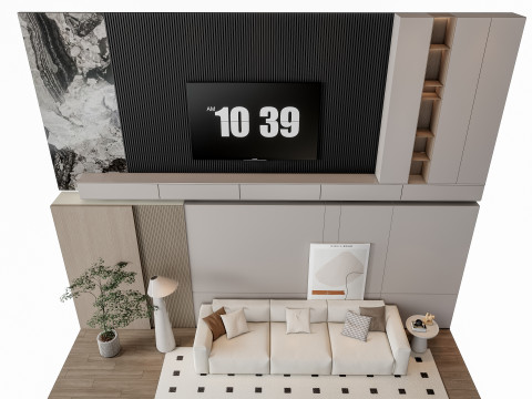 Sofa Coffee table Wall panel Living Combination 18 3D Model