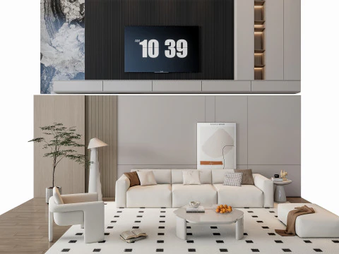 ソファ コーヒーテーブル 壁パネル リビングコンビネーション 18 3Dモデル