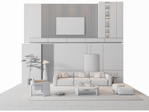 Sofa Coffee table Wall panel Living Combination 18 3D Model