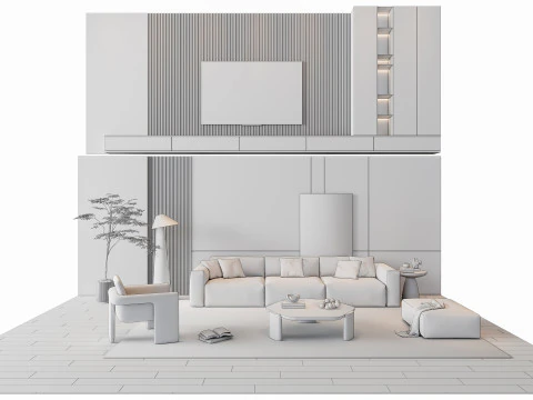 ソファ コーヒーテーブル 壁パネル リビングコンビネーション 18 3Dモデル