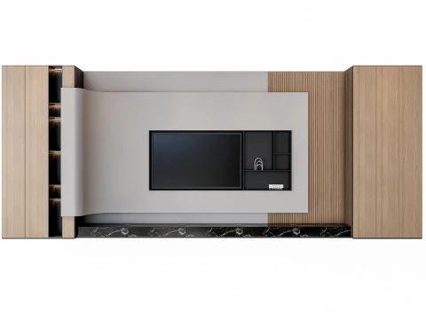 Sofa Coffee table Wall panel Living Combination 19 3D Model