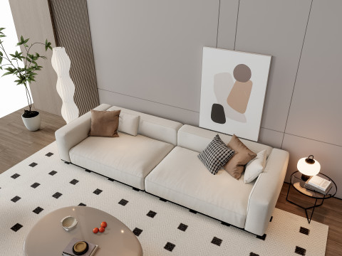 Sofa Coffee table Wall panel Living Combination 19 Modèle 3D