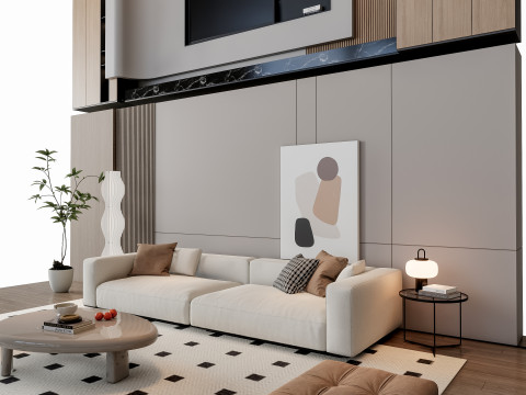 Sofa Coffee table Wall panel Living Combination 19 Modèle 3D