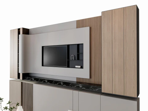 Sofa Coffee table Wall panel Living Combination 19 3D Model