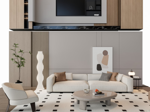 Sofa Coffee table Wall panel Living Combination 19 Modèle 3D