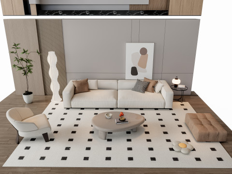 Sofa Coffee table Wall panel Living Combination 19 Modèle 3D