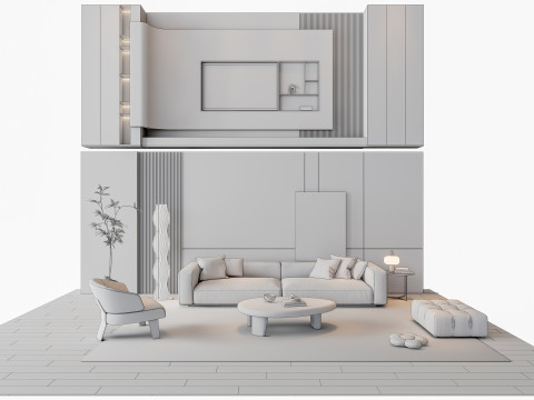 Sofa Coffee table Wall panel Living Combination 19 Modèle 3D