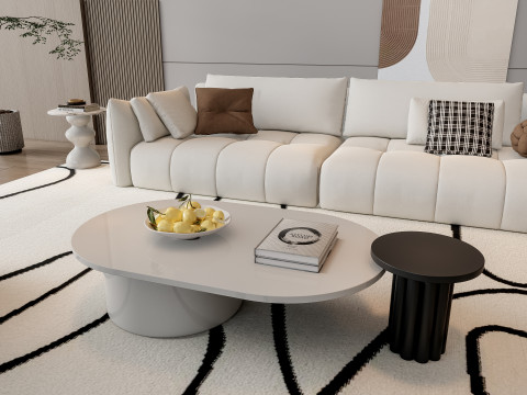 Sofa Coffee table Wall panel Living Combination 20 3D Model