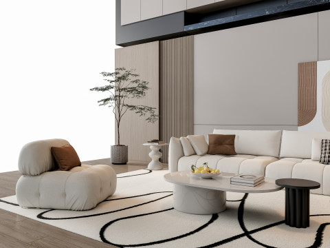 Sofa Coffee table Wall panel Living Combination 20 3D Model