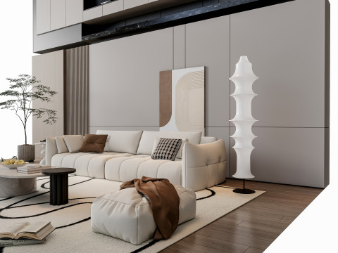 Sofa Coffee table Wall panel Living Combination 20 3D Model