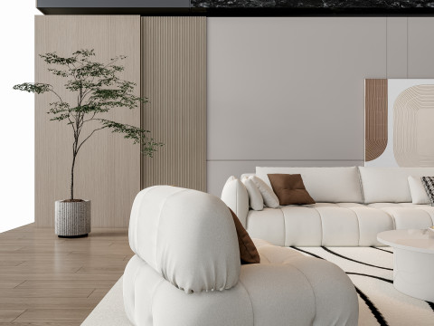 Sofa Coffee table Wall panel Living Combination 20 3D Model