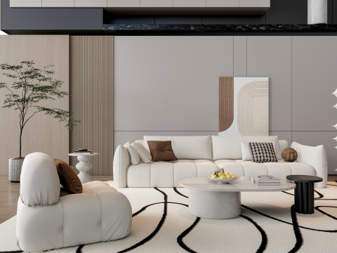 Sofa Coffee table Wall panel Living Combination 20 3D Model