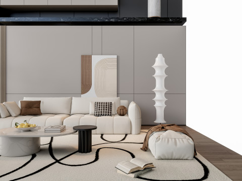 Sofa Coffee table Wall panel Living Combination 20 3D Model