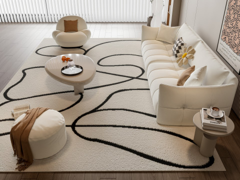 Sofa Coffee table Wall panel Living Combination 5 3Dモデル