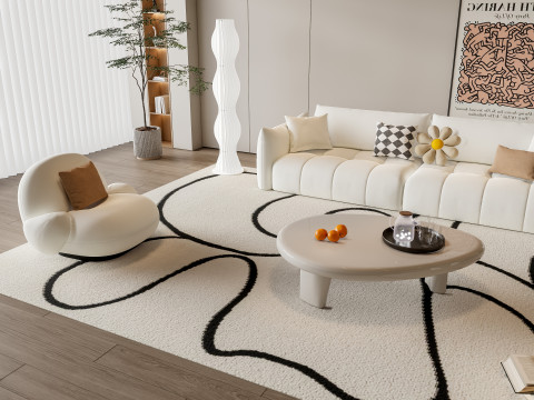 Sofa Coffee table Wall panel Living Combination 5 3Dモデル