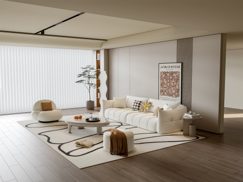 Sofa Coffee table Wall panel Living Combination 5 3Dモデル