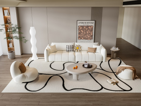 Sofa Coffee table Wall panel Living Combination 5 3Dモデル