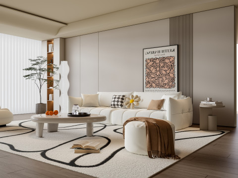 Sofa Coffee table Wall panel Living Combination 5 3Dモデル