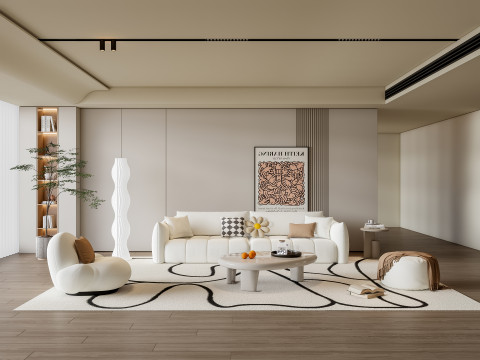 Sofa Coffee table Wall panel Living Combination 5 3Dモデル