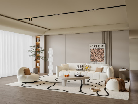 Sofa Coffee table Wall panel Living Combination 5 3Dモデル
