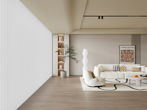 Sofa Coffee table Wall panel Living Combination 5 3Dモデル