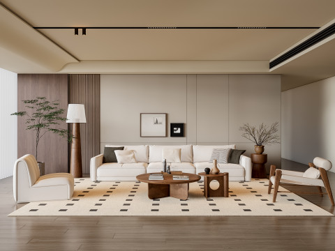 Sofa Coffee table Wall panel Living Combination 6 3Dモデル