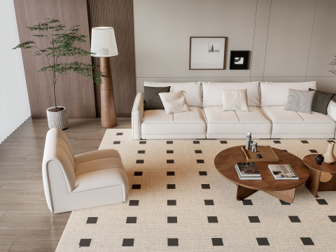 Sofa Coffee table Wall panel Living Combination 6 3Dモデル