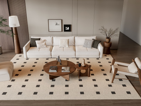 Sofa Coffee table Wall panel Living Combination 6 3Dモデル