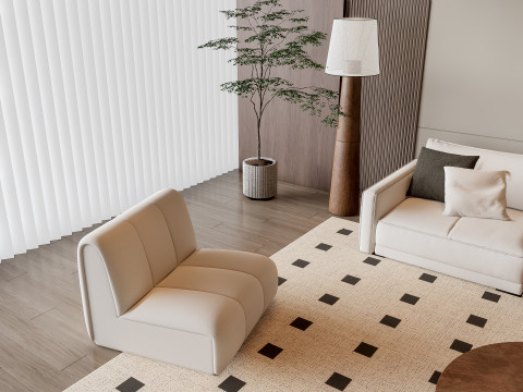 Sofa Coffee table Wall panel Living Combination 6 3Dモデル