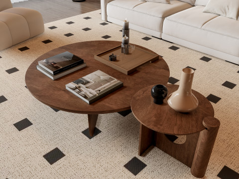 Sofa Coffee table Wall panel Living Combination 6 3Dモデル