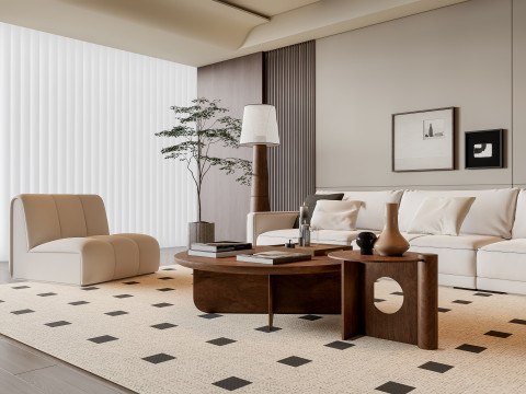 Sofa Coffee table Wall panel Living Combination 6 3Dモデル