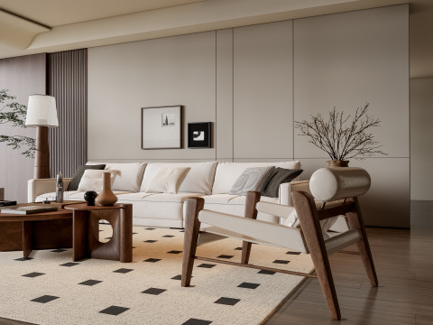 Sofa Coffee table Wall panel Living Combination 6 3Dモデル