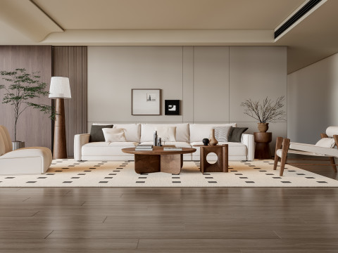 Sofa Coffee table Wall panel Living Combination 6 3Dモデル