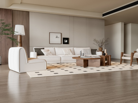Sofa Coffee table Wall panel Living Combination 6 3Dモデル