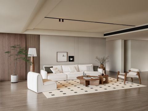 Sofa Coffee table Wall panel Living Combination 6 3Dモデル