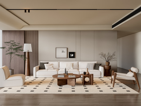 Sofa Coffee table Wall panel Living Combination 6 3Dモデル