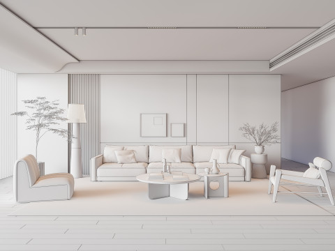 Sofa Coffee table Wall panel Living Combination 6 3Dモデル