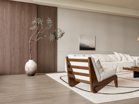 Sofa Coffee table Wall panel Living Combination 7 Model 3D