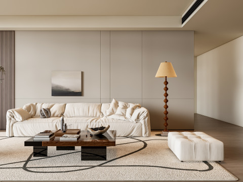 Sofa Coffee table Wall panel Living Combination 7 Model 3D